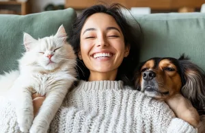 donna, cane, gatto